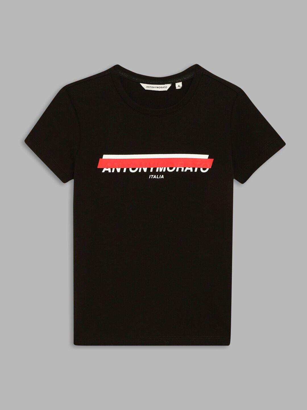 Antony Morato Black Typography Printed Round Neck T Shirt