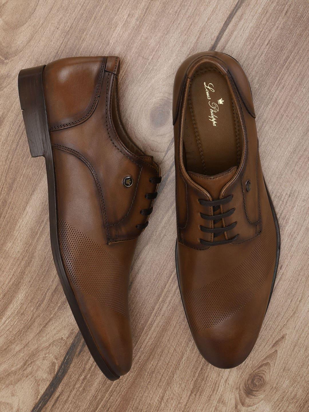 Louis Philippe Men Brown Textured Lace Up Brogues