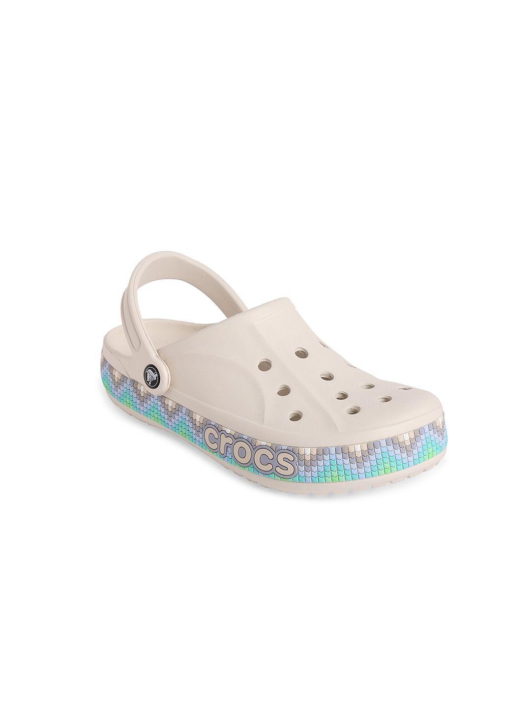Crocs Adults Off White & Blue Clogs Sandals