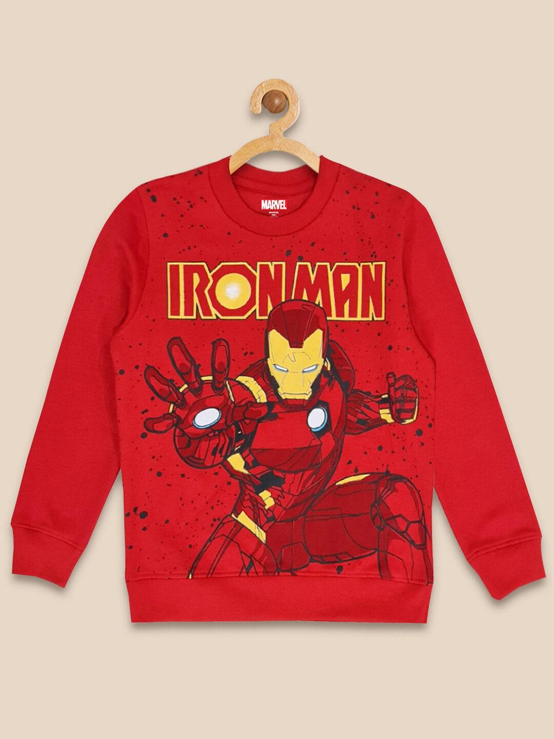 Kids Ville Boys Red Iron Man Printed Sweatshirt