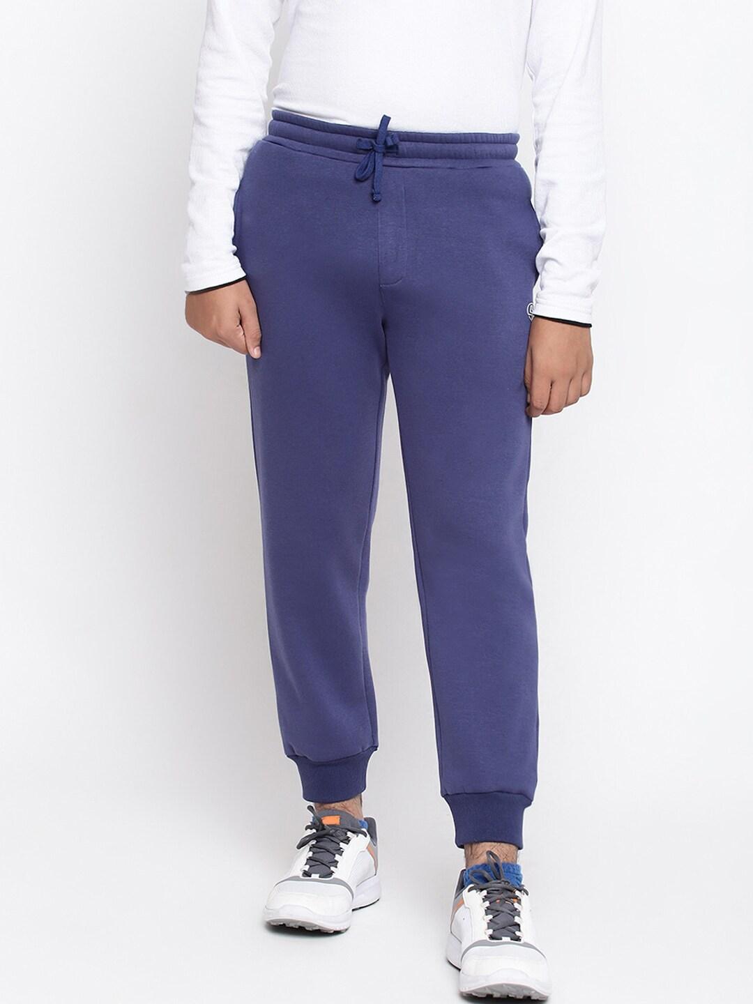 Lil Tomatoes Boys Navy Blue Solid Mid-Rise Joggers