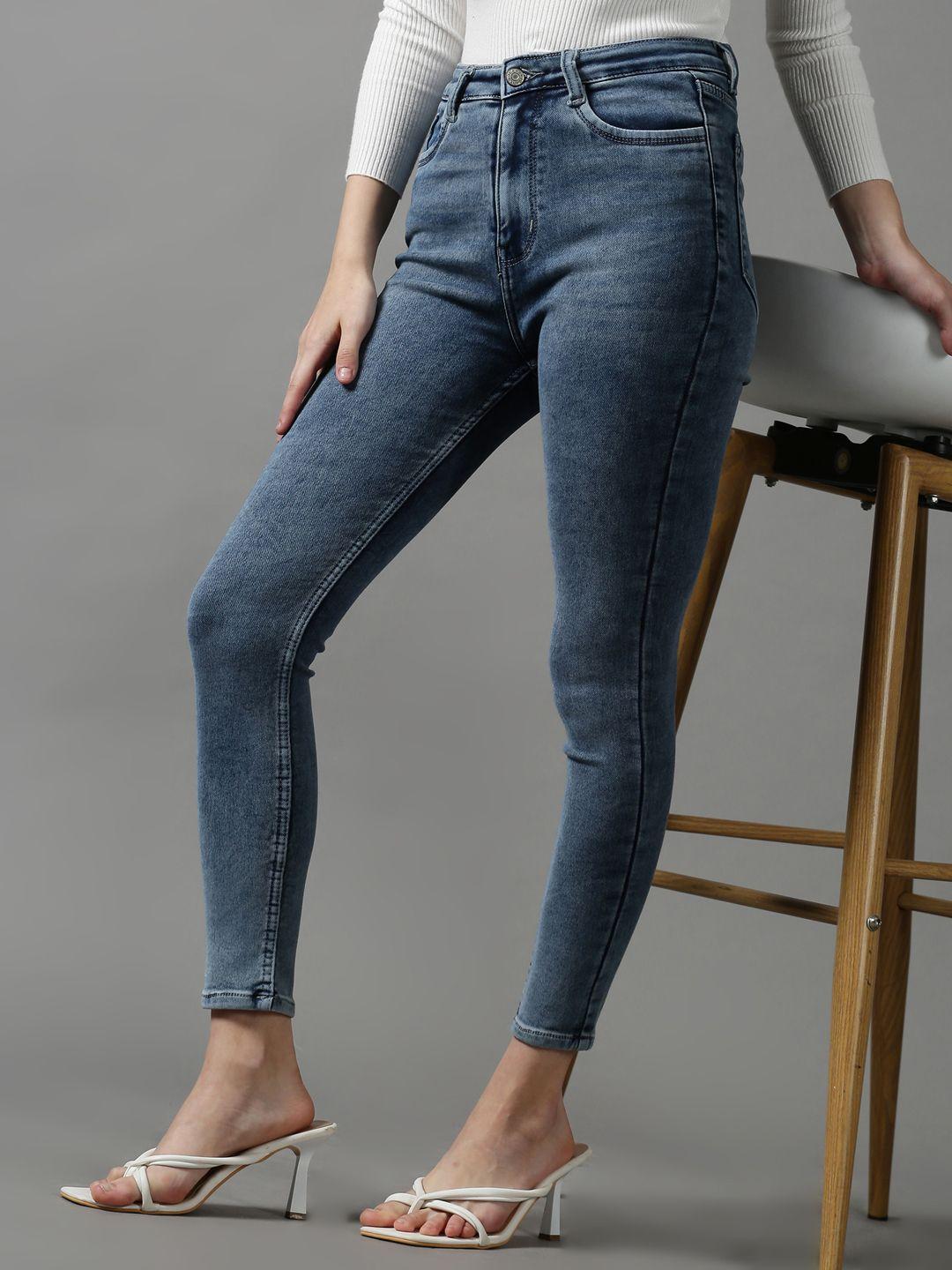SHOWOFF Women Blue Skinny Fit Light Fade Stretchable Jeans
