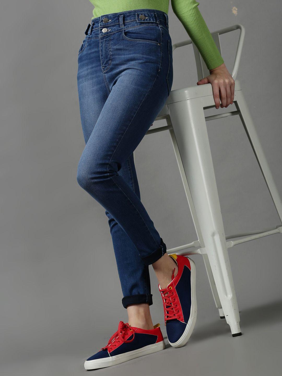 SHOWOFF Women Blue Slim Fit Light Fade Stretchable Jeans