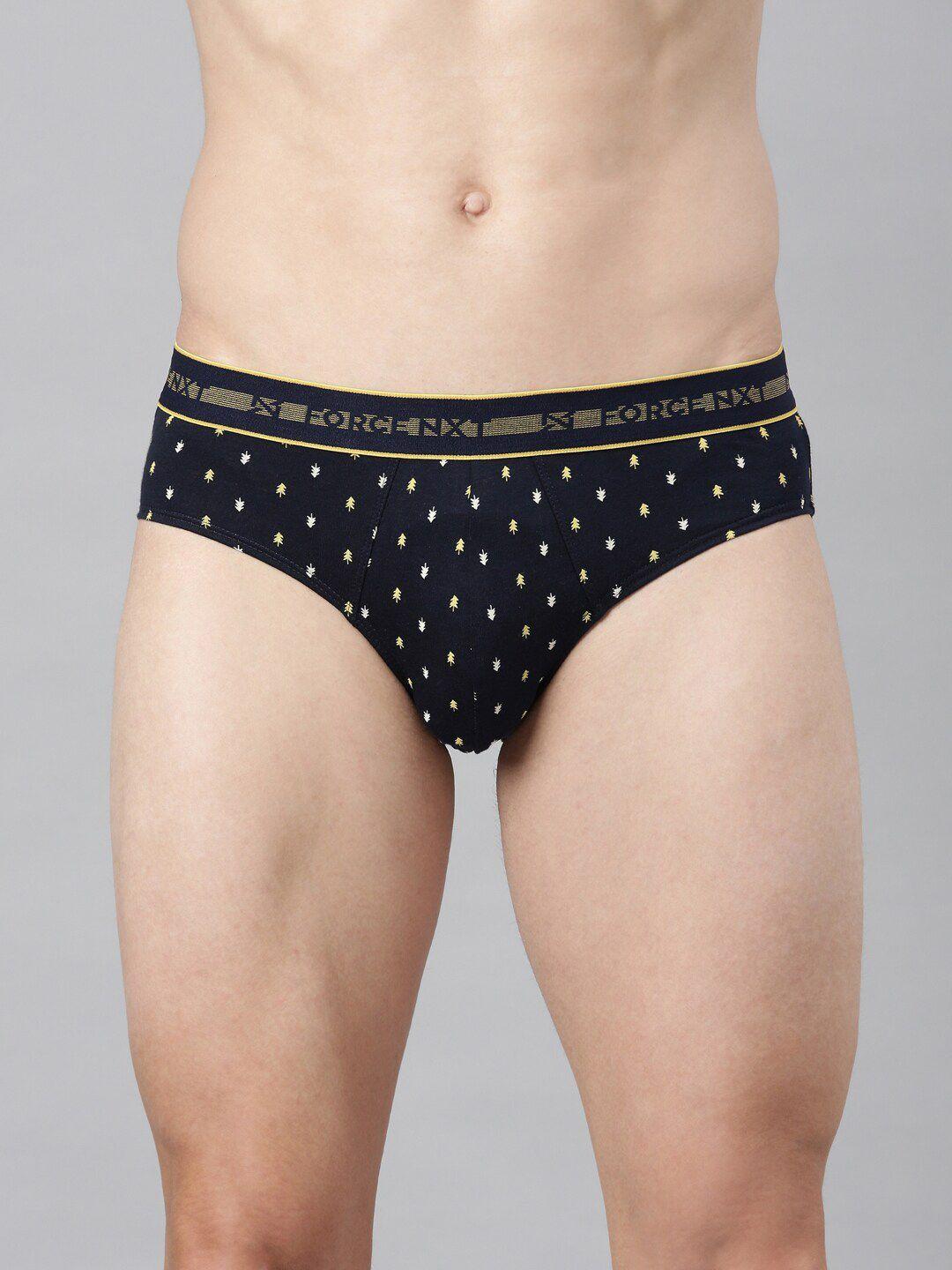 Force NXT Men Navy Blue & White Printed Pure Combed Cotton Basic Briefs