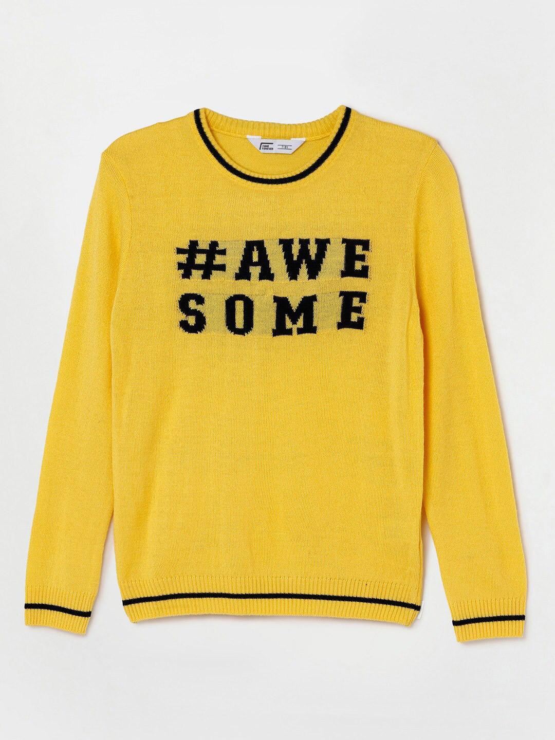 Fame Forever by Lifestyle Boys Yellow & Black Typography Printed Pullover Sweater