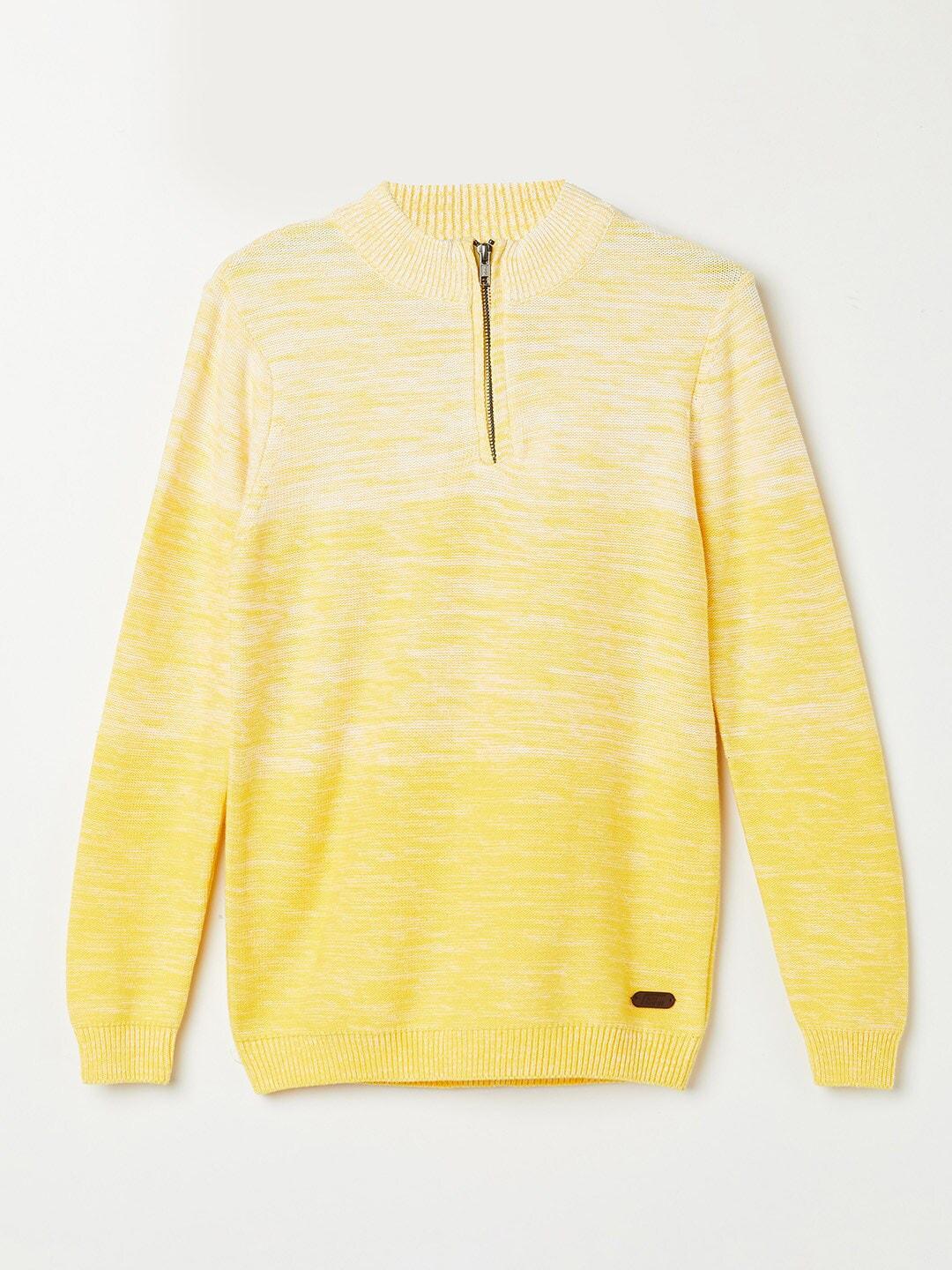 Fame Forever by Lifestyle Boys Yellow & Off White Pullover Pure Cotton Sweater