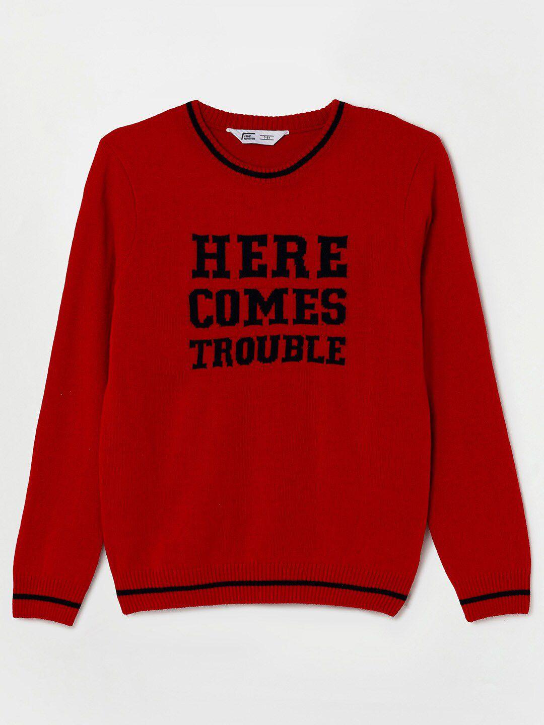 fame-forever-by-lifestyle-boys-red-&-black-typography-printed-pullover-sweater