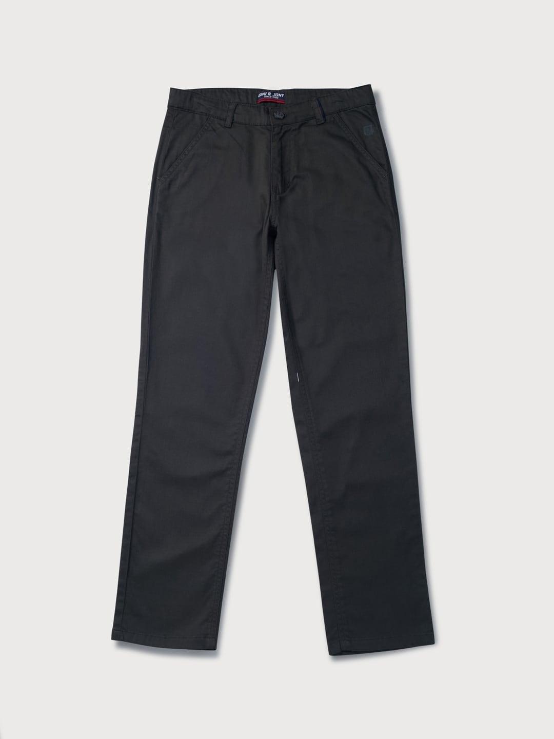 Gini and Jony Boys Black Solid Trousers