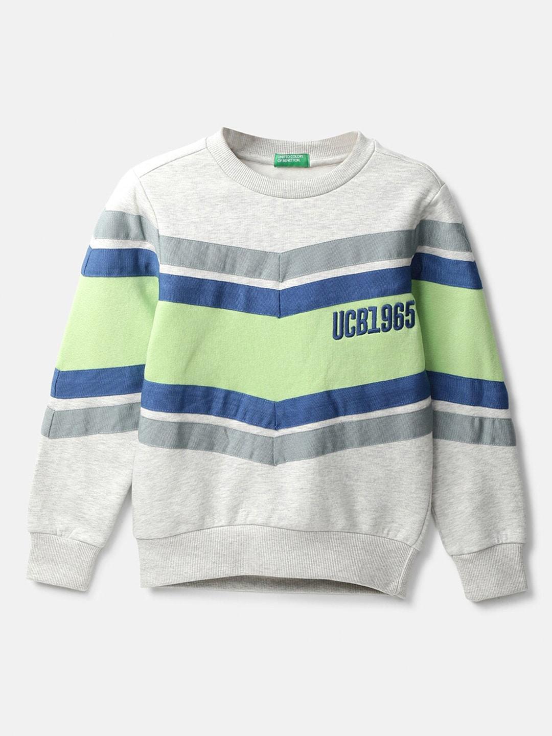 United Colors of Benetton Boys Grey Striped Sweatshirt