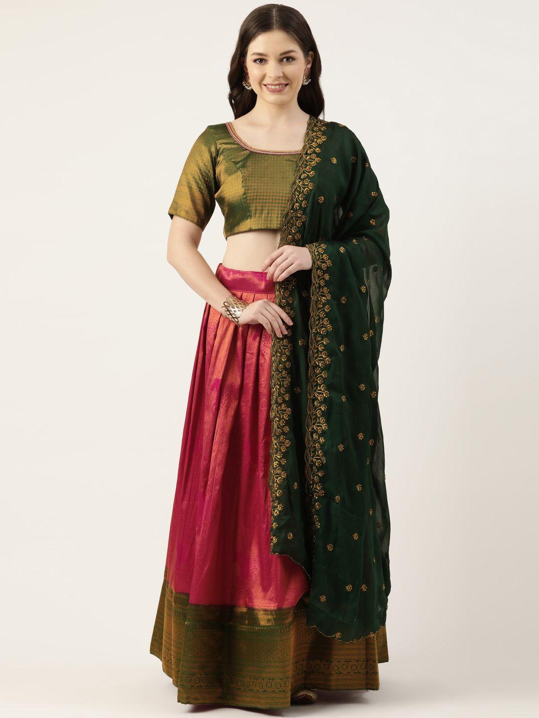 pothys-pink-&-green-unstitched-lehenga-&-blouse-with-dupatta