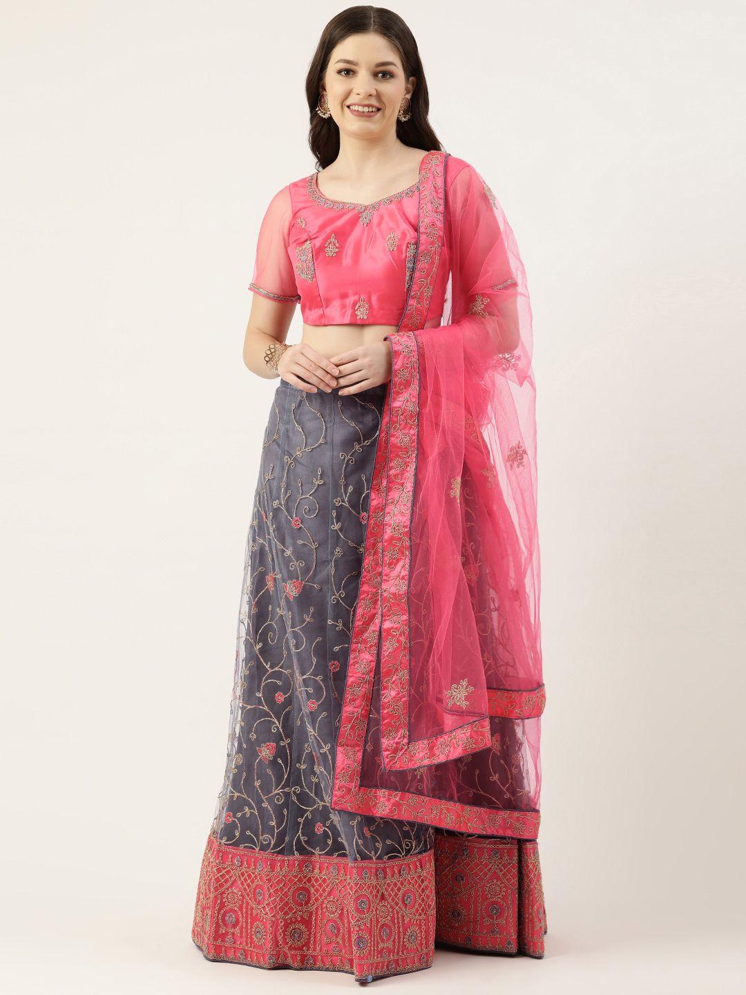 pothys-grey-&-pink-thread-work-unstitched-lehenga-&-blouse-with-dupatta