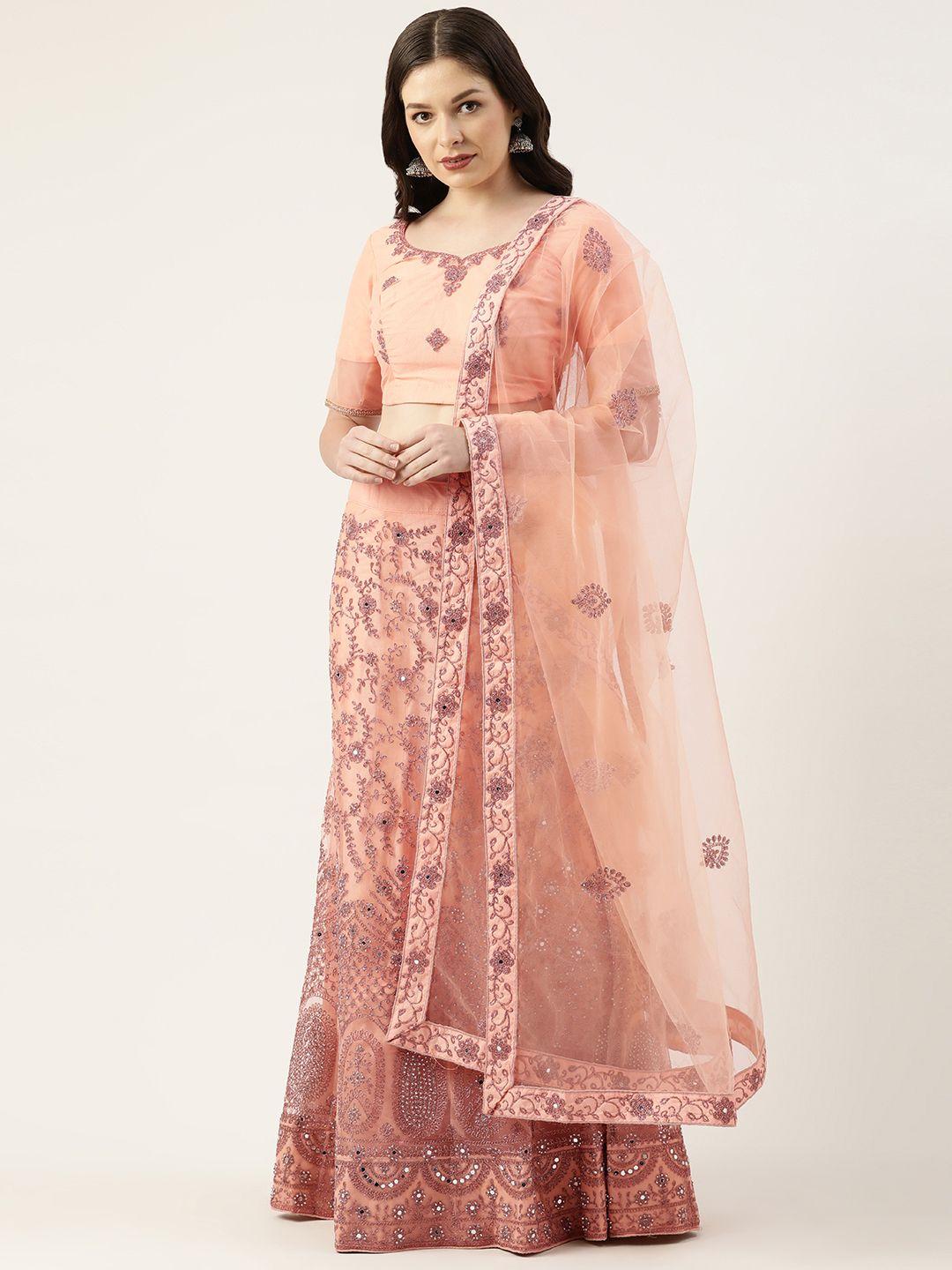 pothys-peach-coloured-sequinned-unstitched-lehenga-&-blouse-with-dupatta