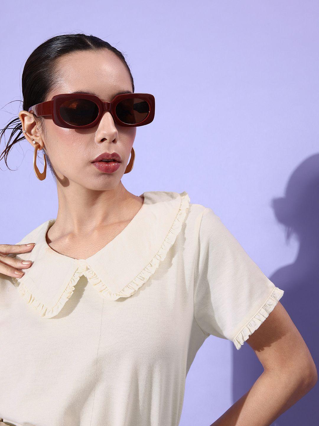 The Roadster Life Co. Pale White Peter Pan Collar Femme Blouse Top