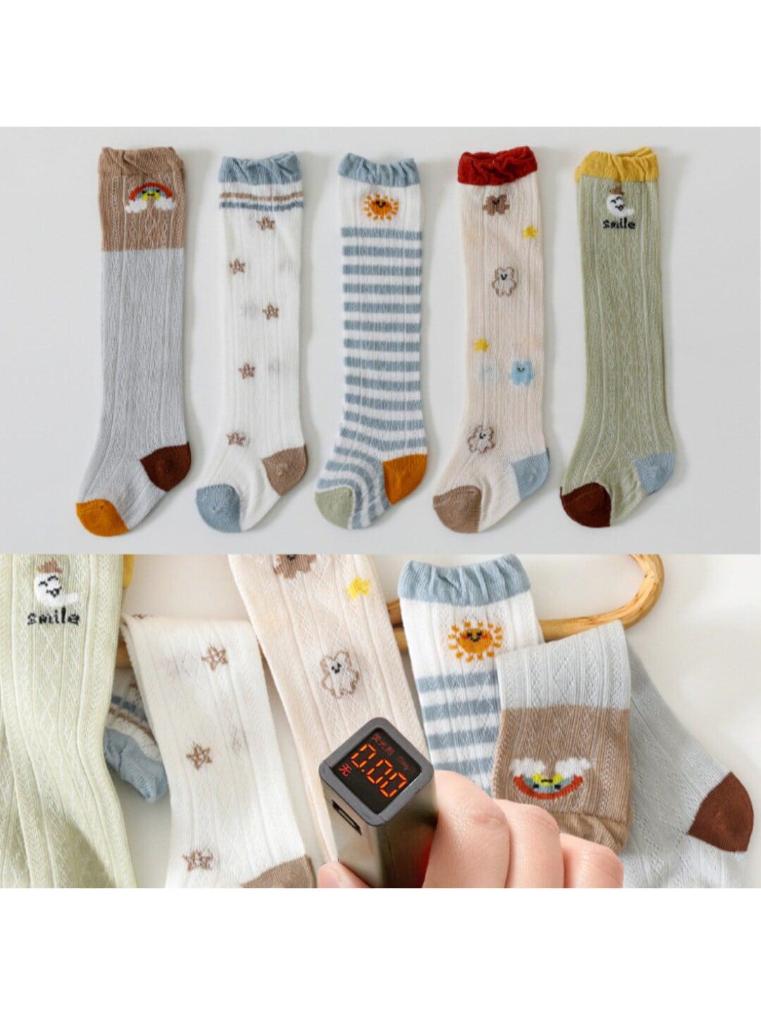 iSWEVEN Infants Pack Of 5 Assorted Patterned Above-Knee Length Socks