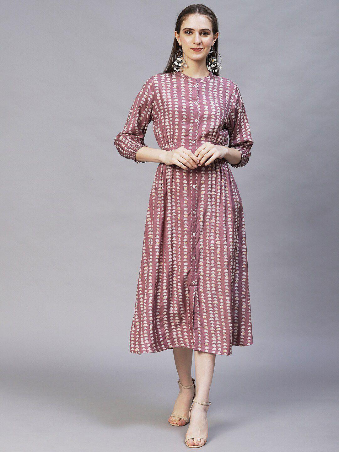 FASHOR Women Mauve A-Line Midi Dress