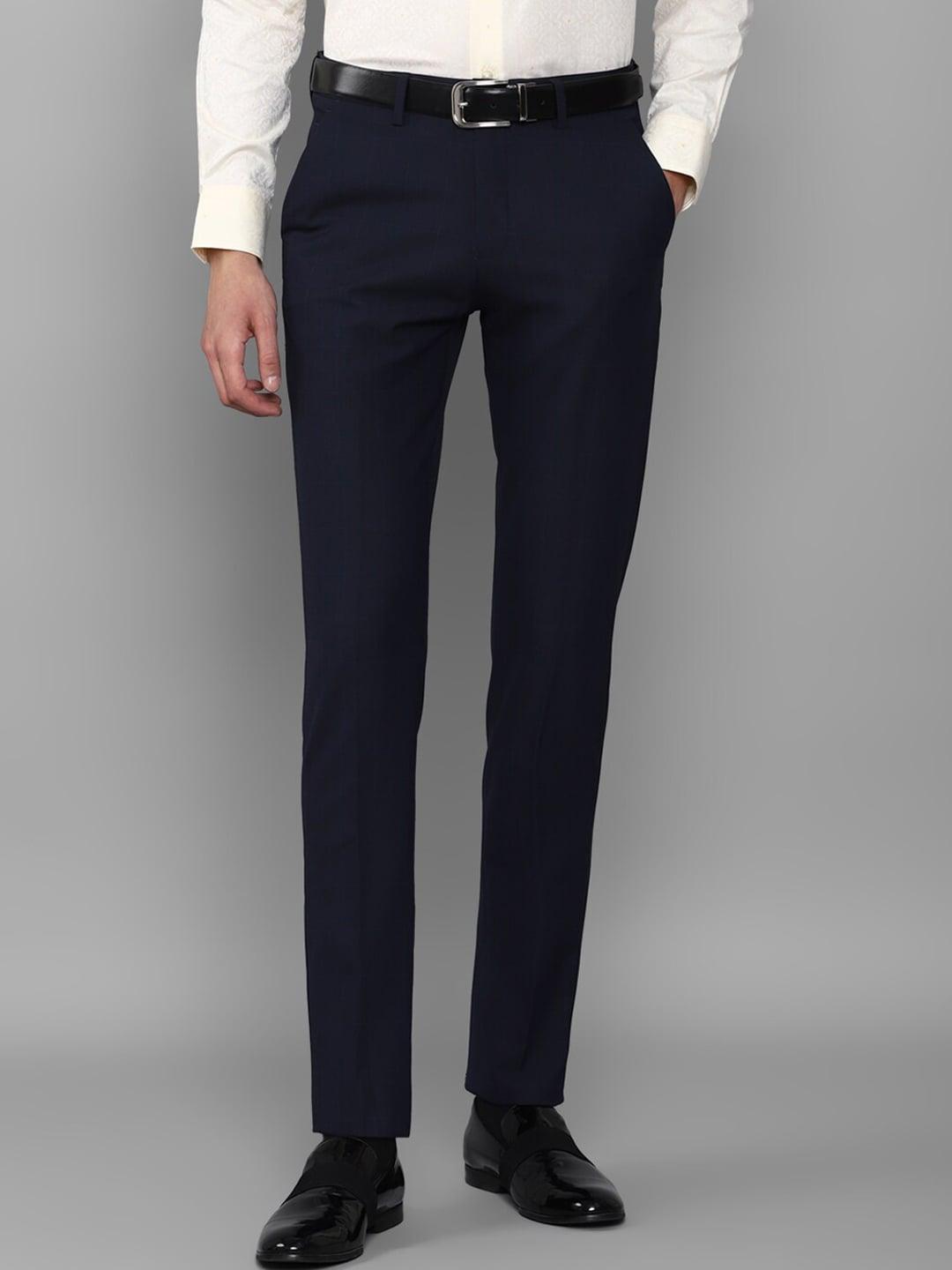 Louis Philippe Men Navy Blue Slim Fit Trousers