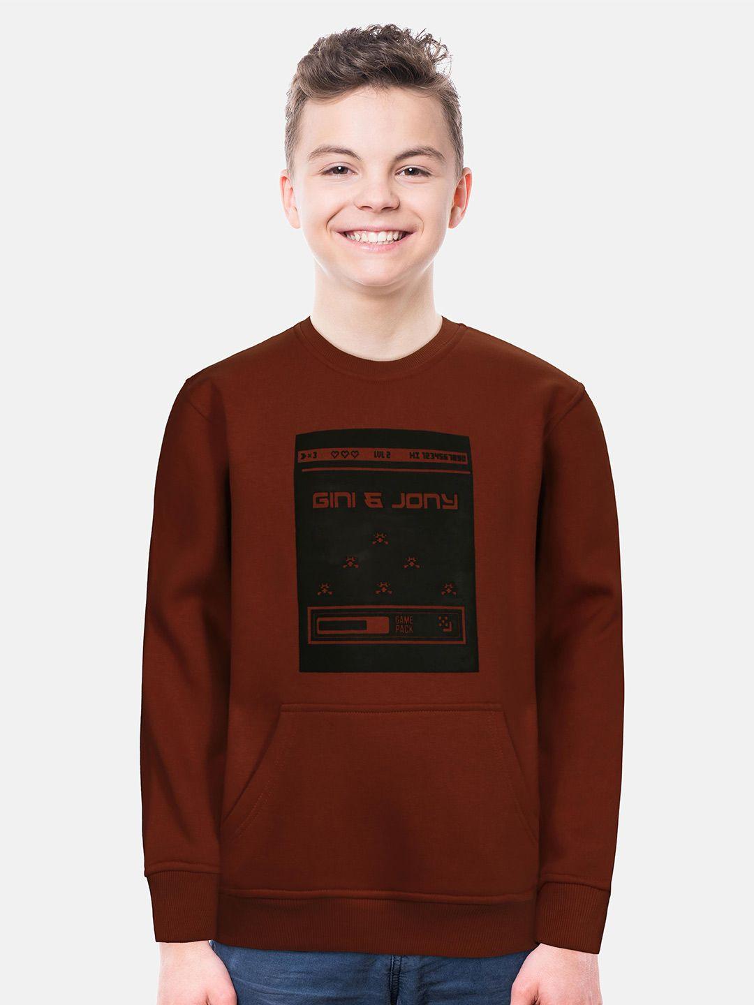 Gini and Jony Boys Brown Cotton Sweatshirt