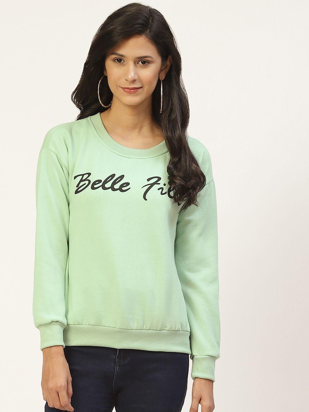 Belle Fille Women Sea Green Printed Sweatshirt