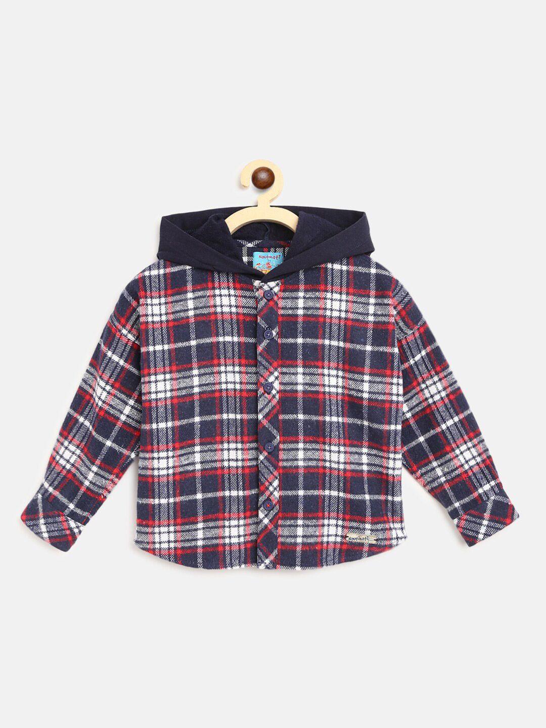 Nauti Nati Boys Red Standard Tartan Checked Pure Cotton Casual Shirt