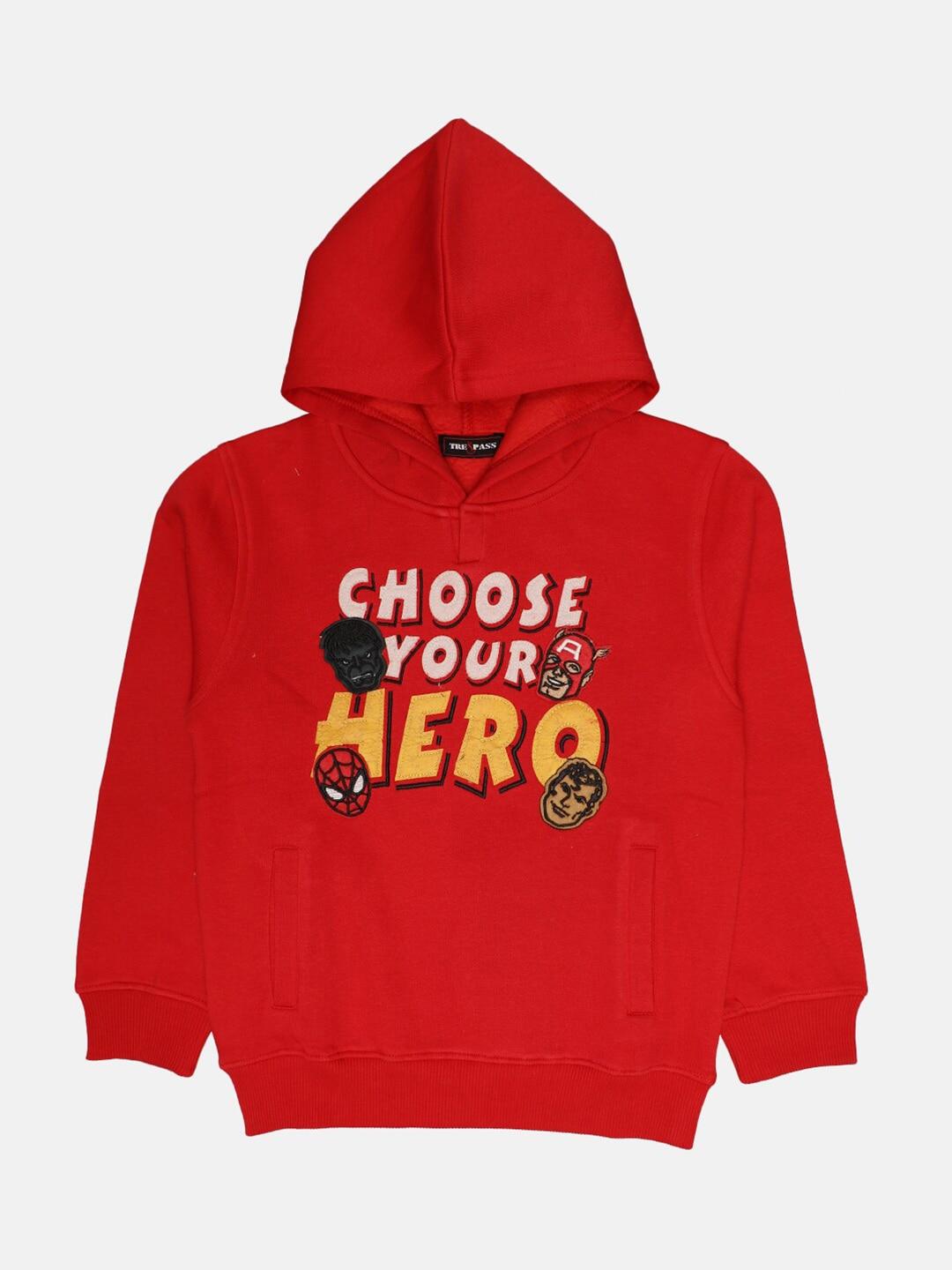 tre&pass-boys-red-printed-hooded-sweatshirt