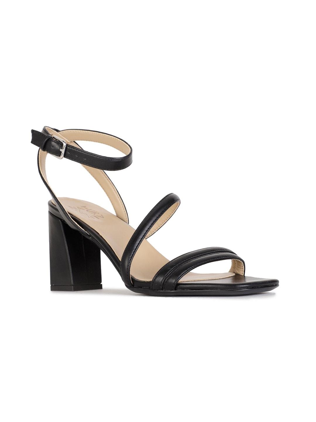 naturalizer-women-black-&-cream-coloured-leather-block-heels