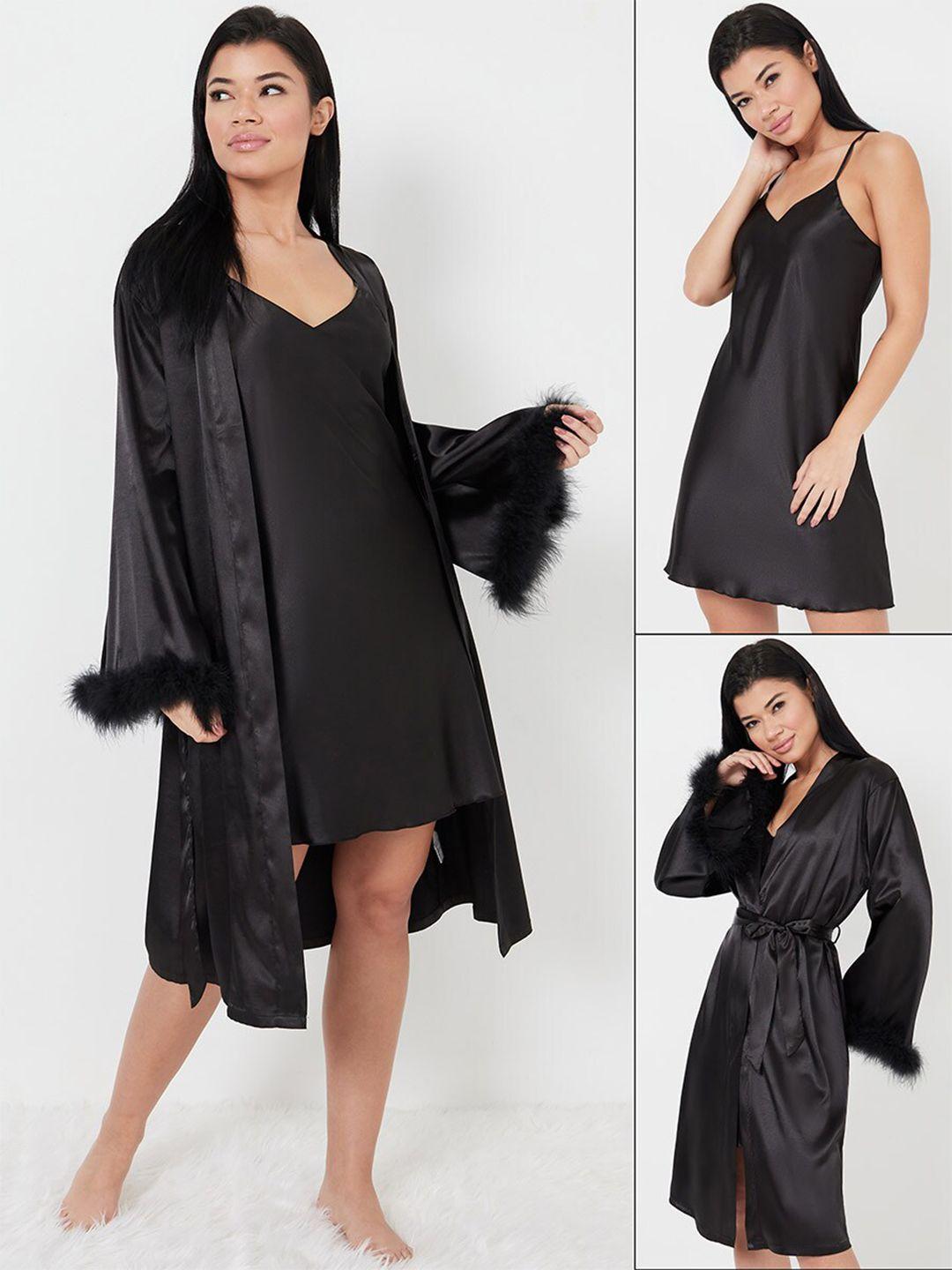 styli-black-pack-of-2---satin-cami-and-marabou-trim-sleeves-robe