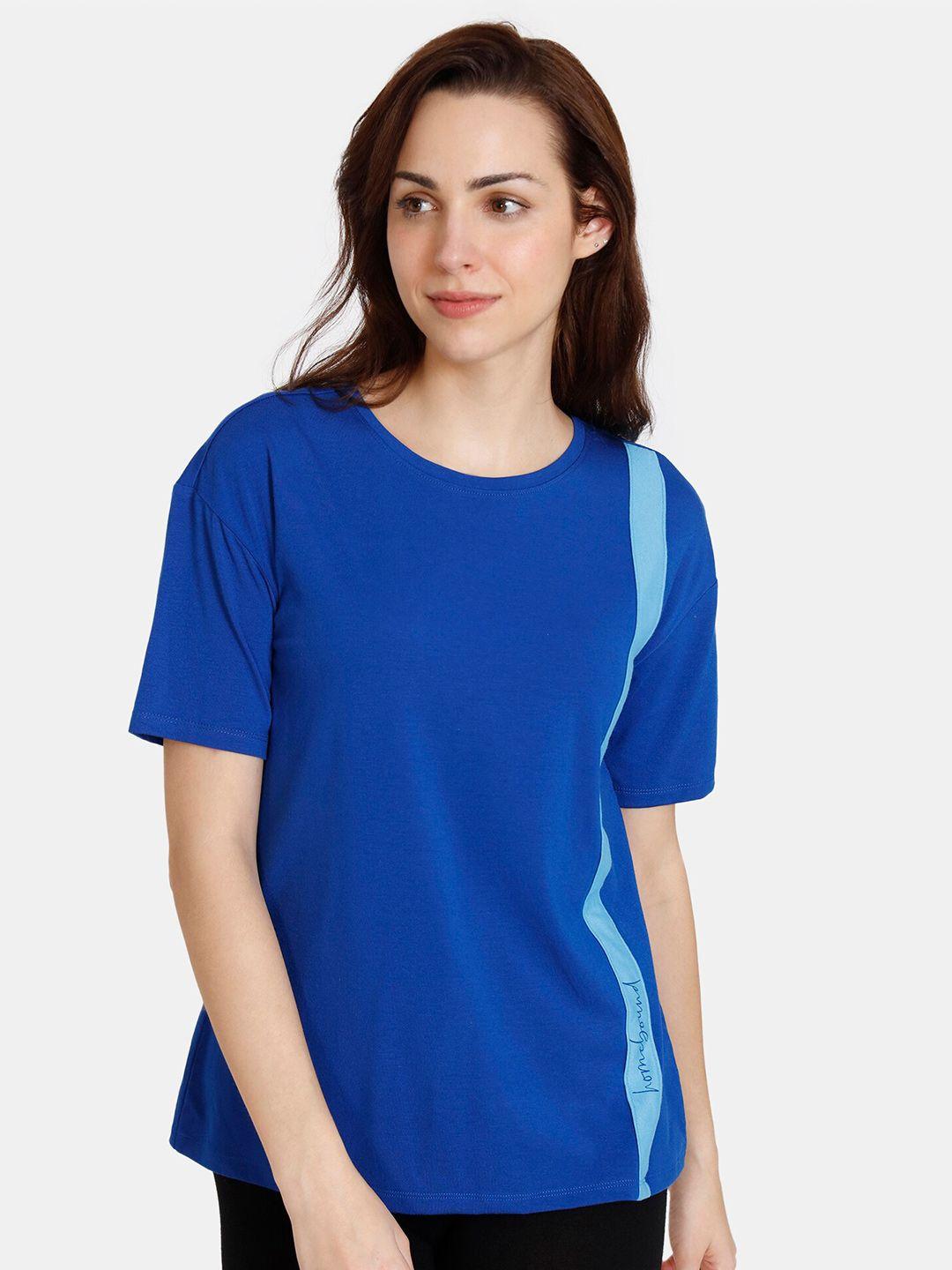 zivame-women-blue-drop-shoulder-sleeves-t-shirt