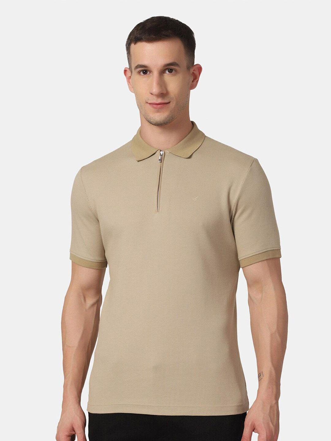 blackberrys-men-beige-cotton-polo-collar-slim-fit-t-shirt