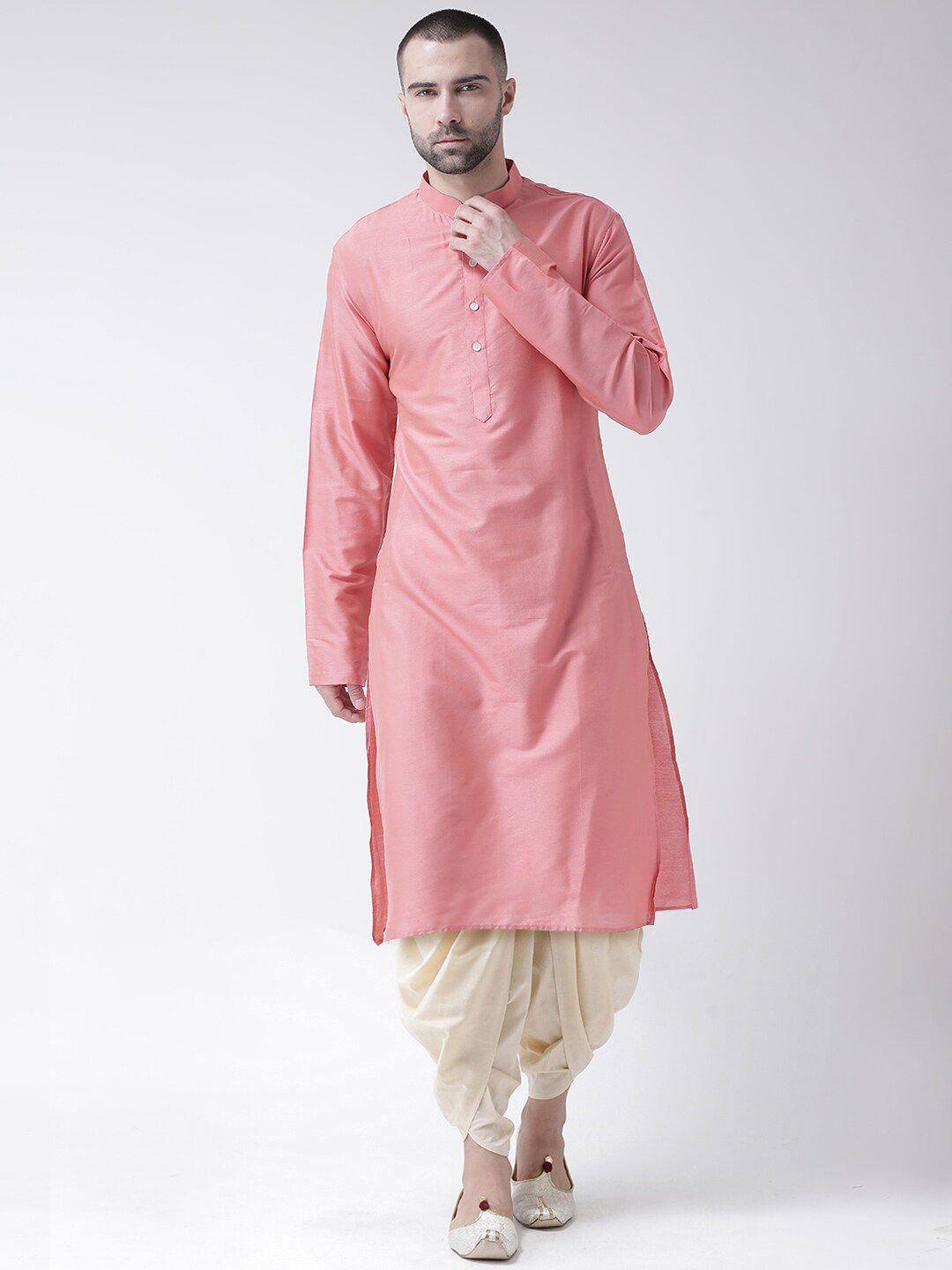KISAH Men Pink & Cream-Coloured Kurta with Dhoti Pants