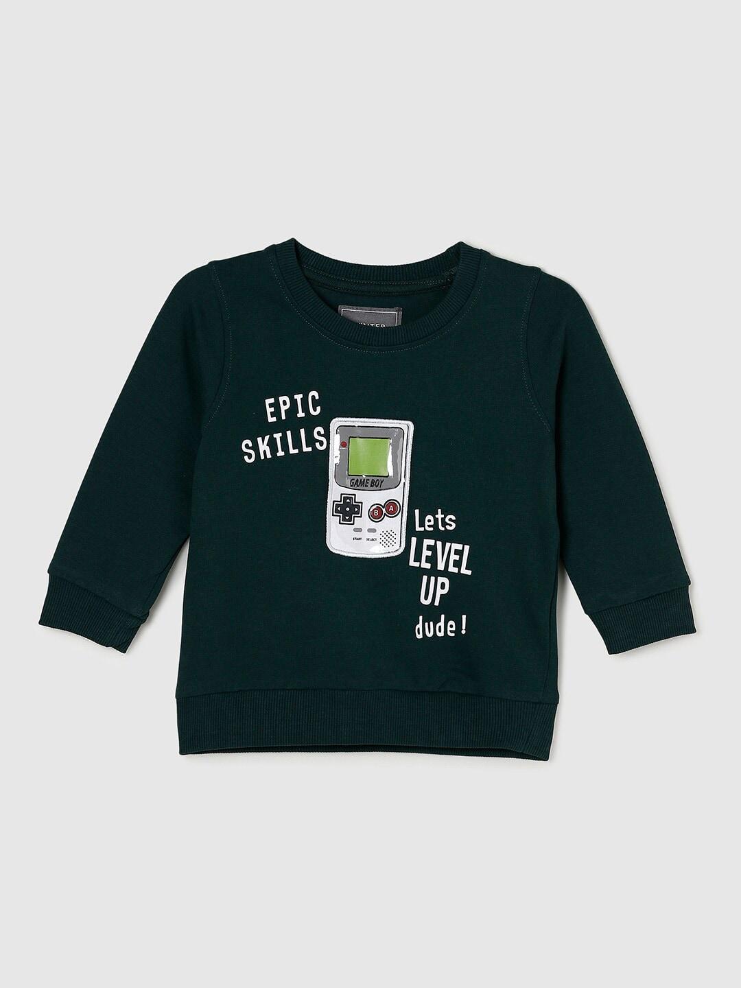 max Boys Green Printed Cotton Sweatshirt