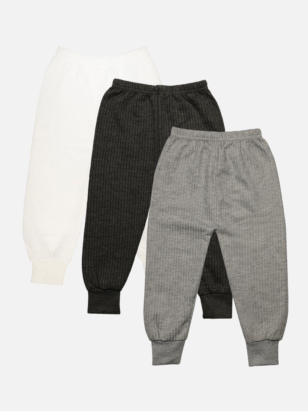 TINY HUG Boys Pack Of 3 Solid Cotton Thermal Bottoms
