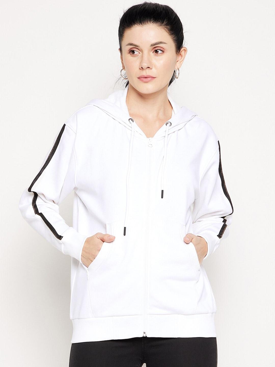 edrio-women-white-&-black-printed-hooded-sweatshirt