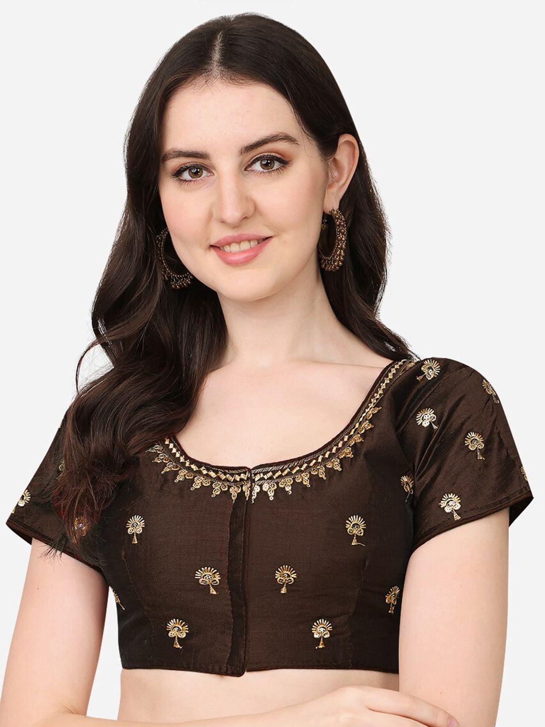 pujia-mills-coffee-brown-embroidered-saree-blouse