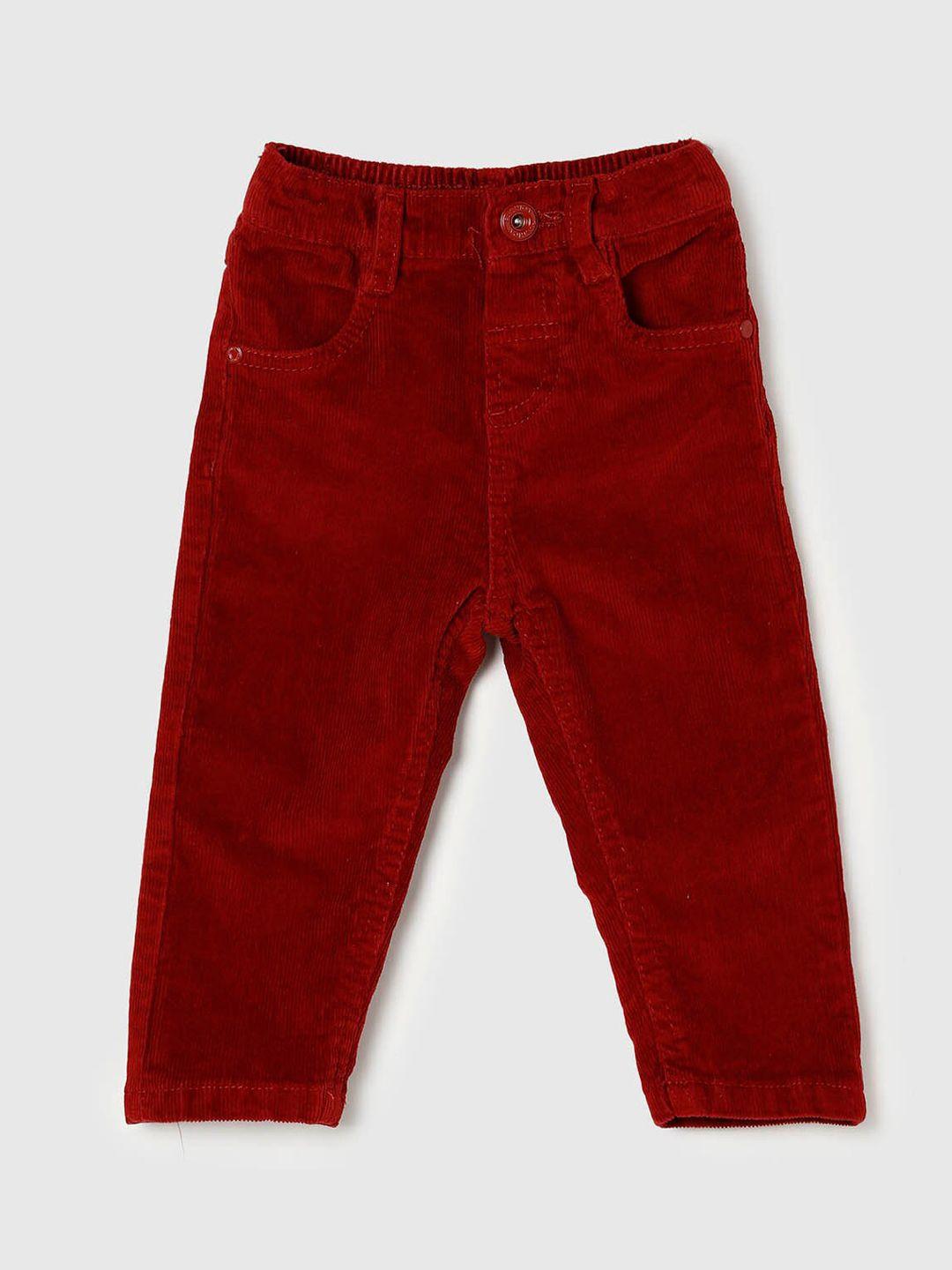max Boys Red Solid Cotton Trousers