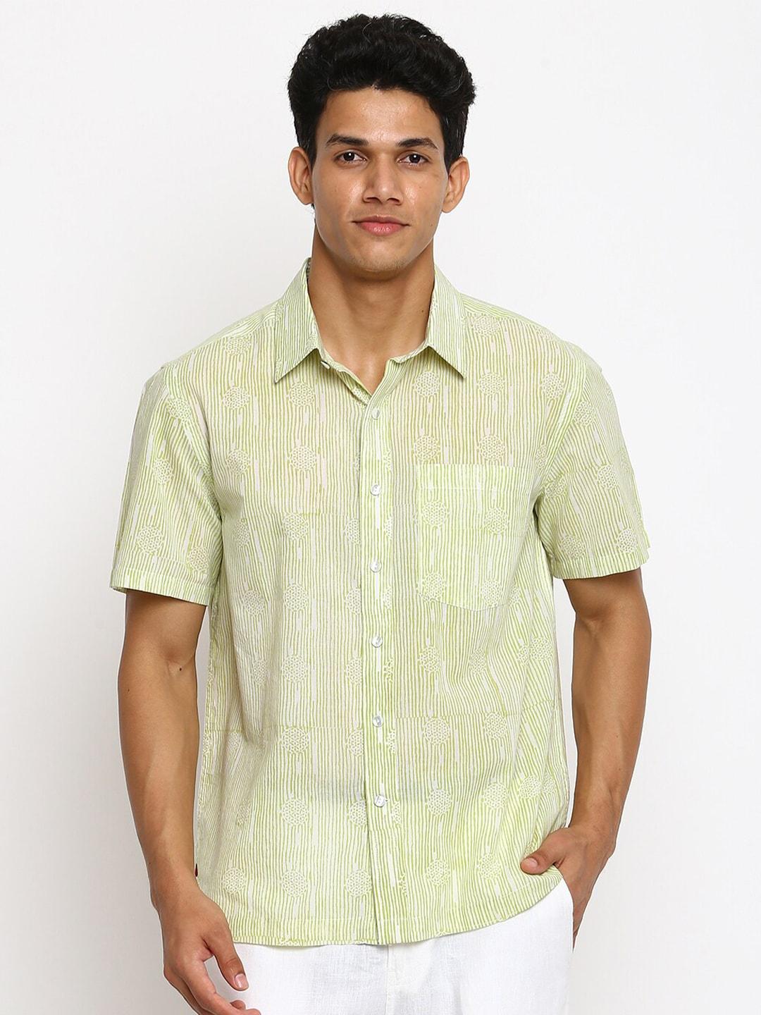 fabindia-men-green-regular-fit-printed-cotton-casual-shirt