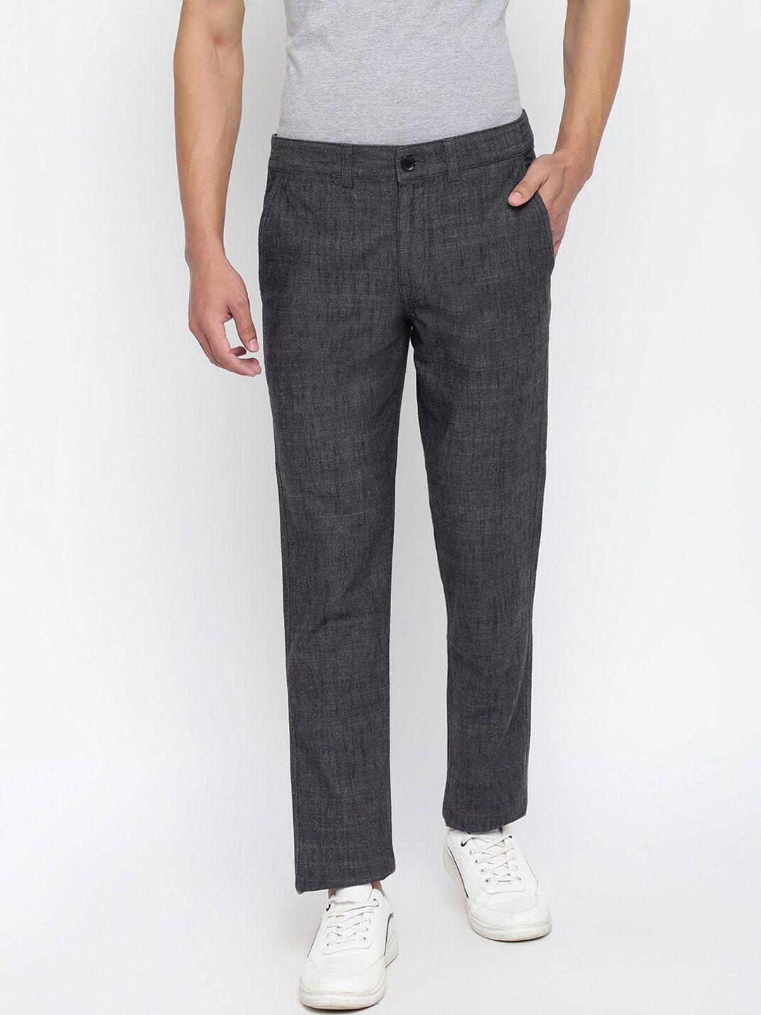 fabindia-men-charcoal-cotton-regular-fit-trousers