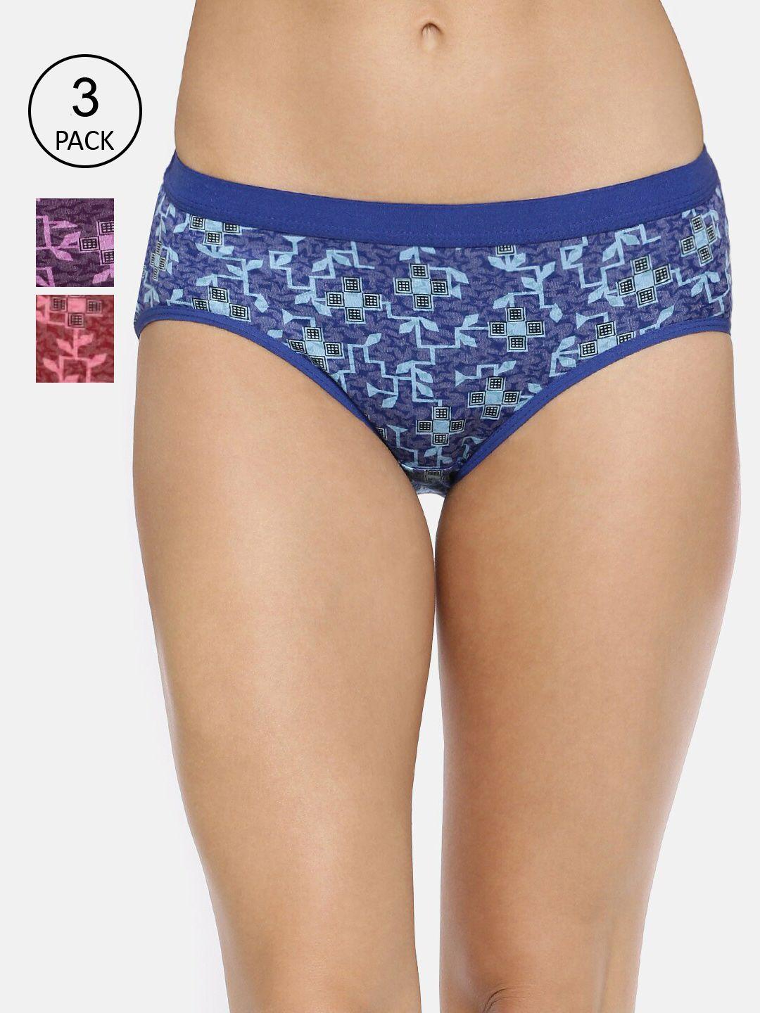 RedRose Women Pack Of 3 Printed Hipster Briefs