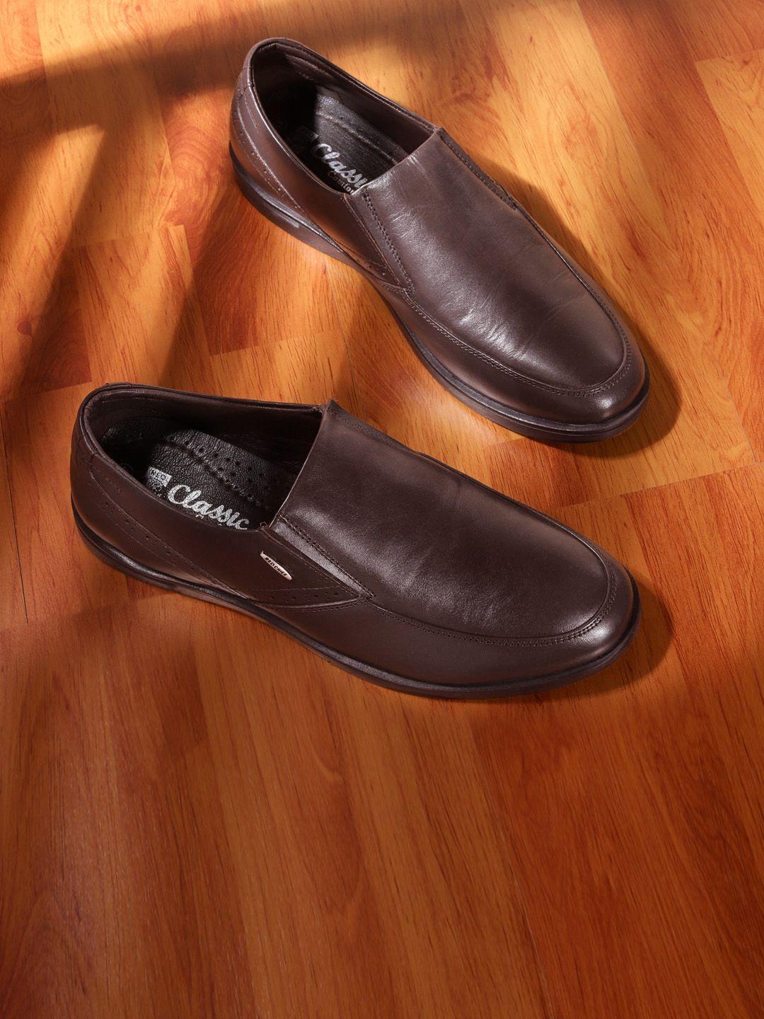 Red Chief Men Brown Leather Formal Slip On Shoes