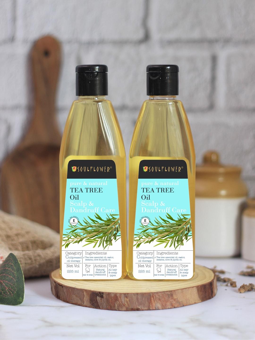 Soulflower 2 Pc Tea Tree Hair Oil - Dandruff Control 100% Natural Cold Pressed 225 ml each