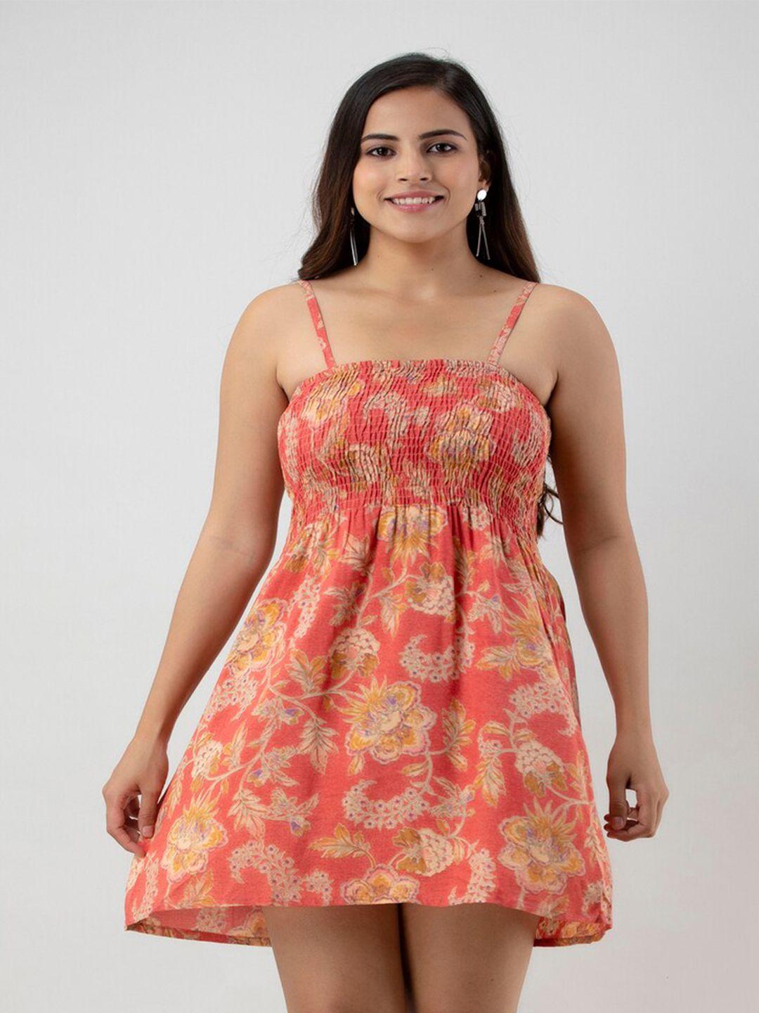 Aawari Peach-Coloured Floral Dress