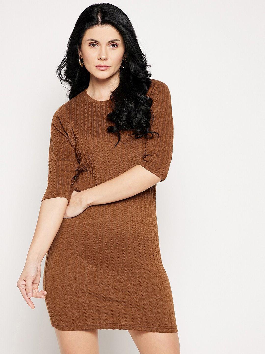 jhankhi-women-brown-striped-mini-jumper--dress