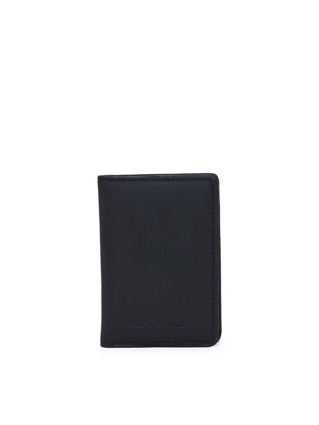 Call It Spring Men Black Textured PU Two Fold Wallet