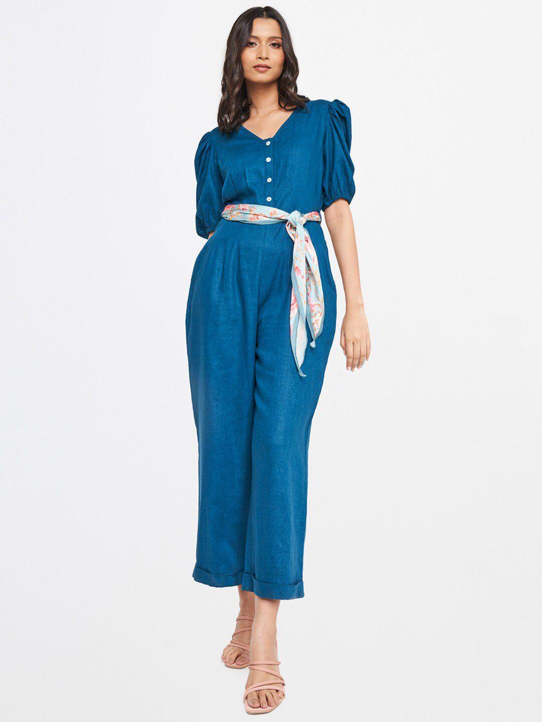 and--women-teal-linen-basic-jumpsuit