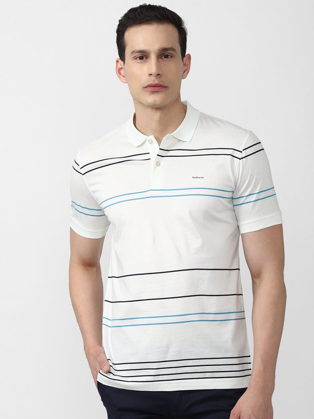 van-heusen-men-white-striped-polo-collar-t-shirt