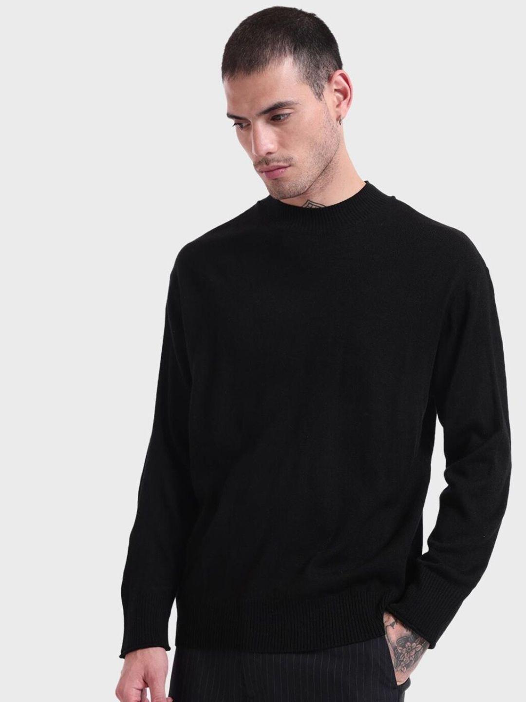 bewakoof-men-jet-black-oversized-sweater