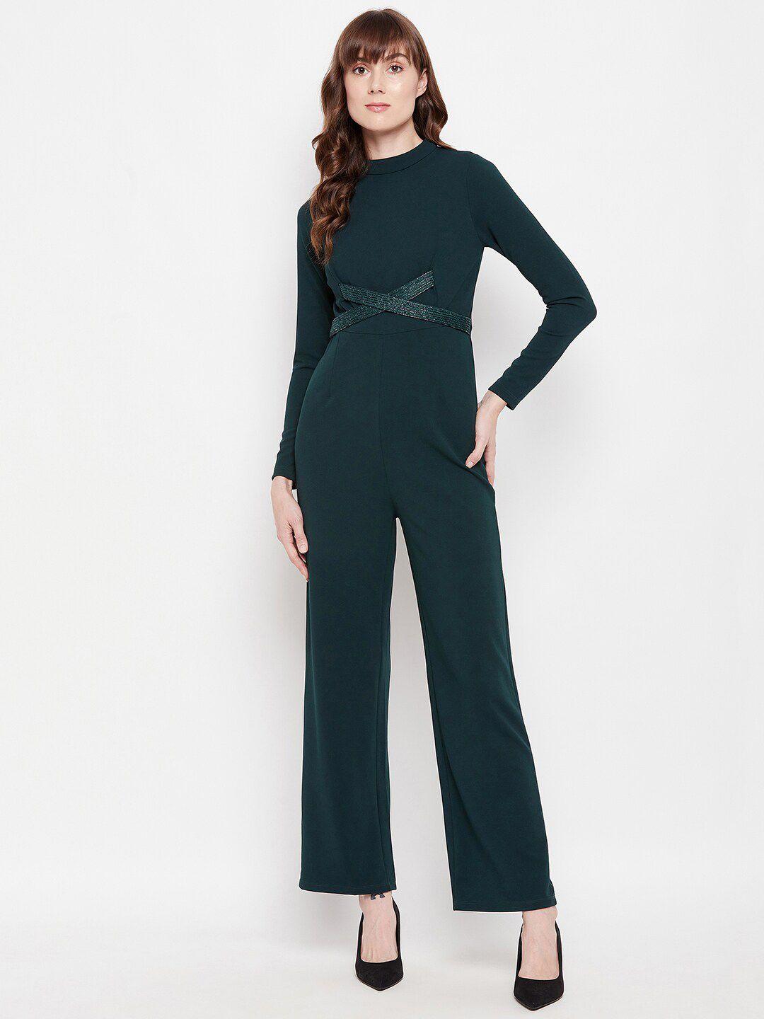madame-green-solid-basic-jumpsuit
