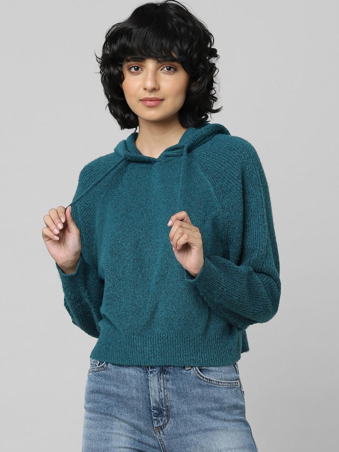 only-women-green-solid-pullover
