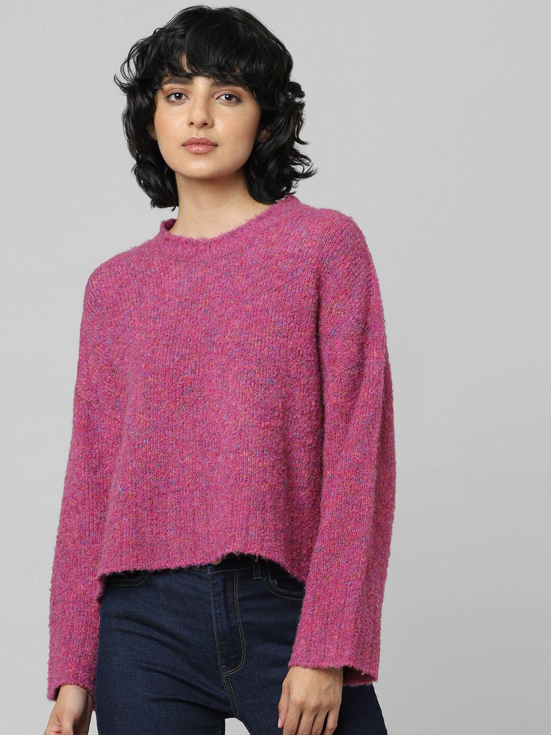 only-women-pink-&-purple-self-design-pullover