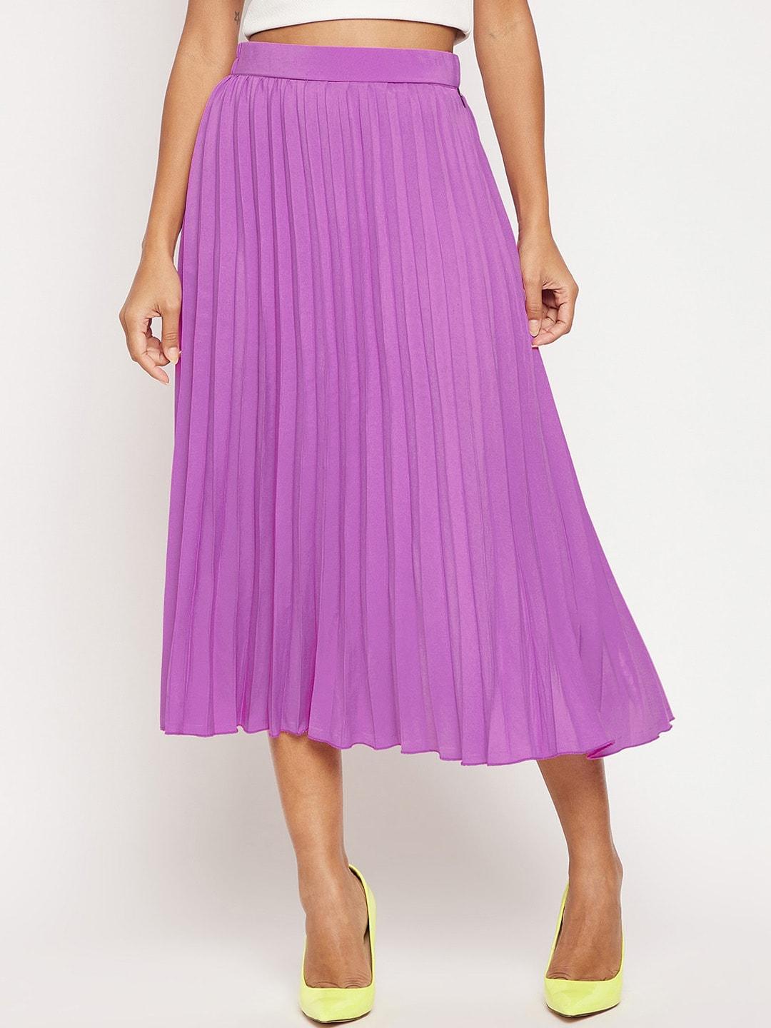 Uptownie Lite Women Purple Solid Flared Midi Skirt
