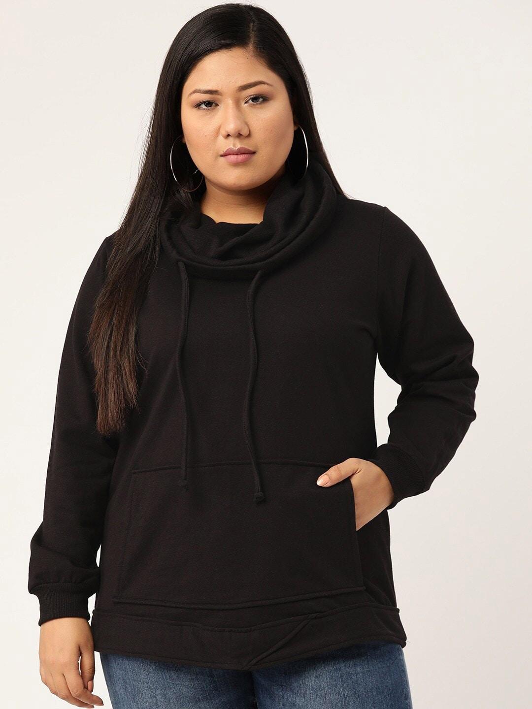 theRebelinme Women Black Hooded Sweatshirt